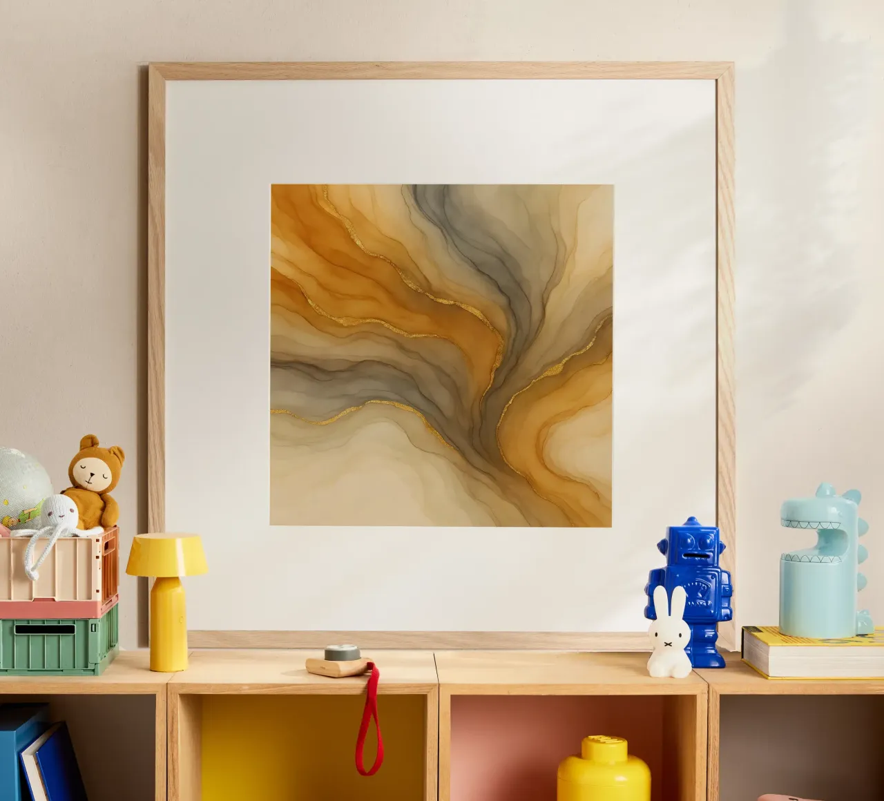Flusso di colore grigio oro poster da Chromatic Fusion Studio