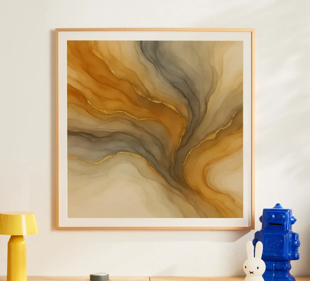 Flusso di colore grigio oro poster da Chromatic Fusion Studio