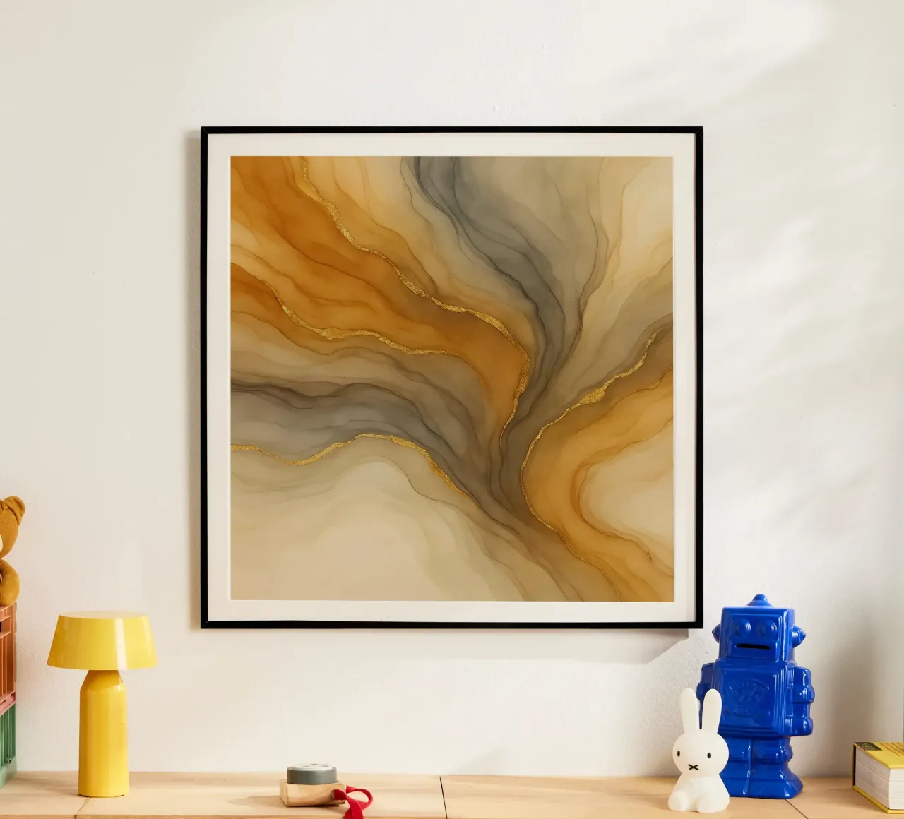 Flusso di colore grigio oro poster da Chromatic Fusion Studio