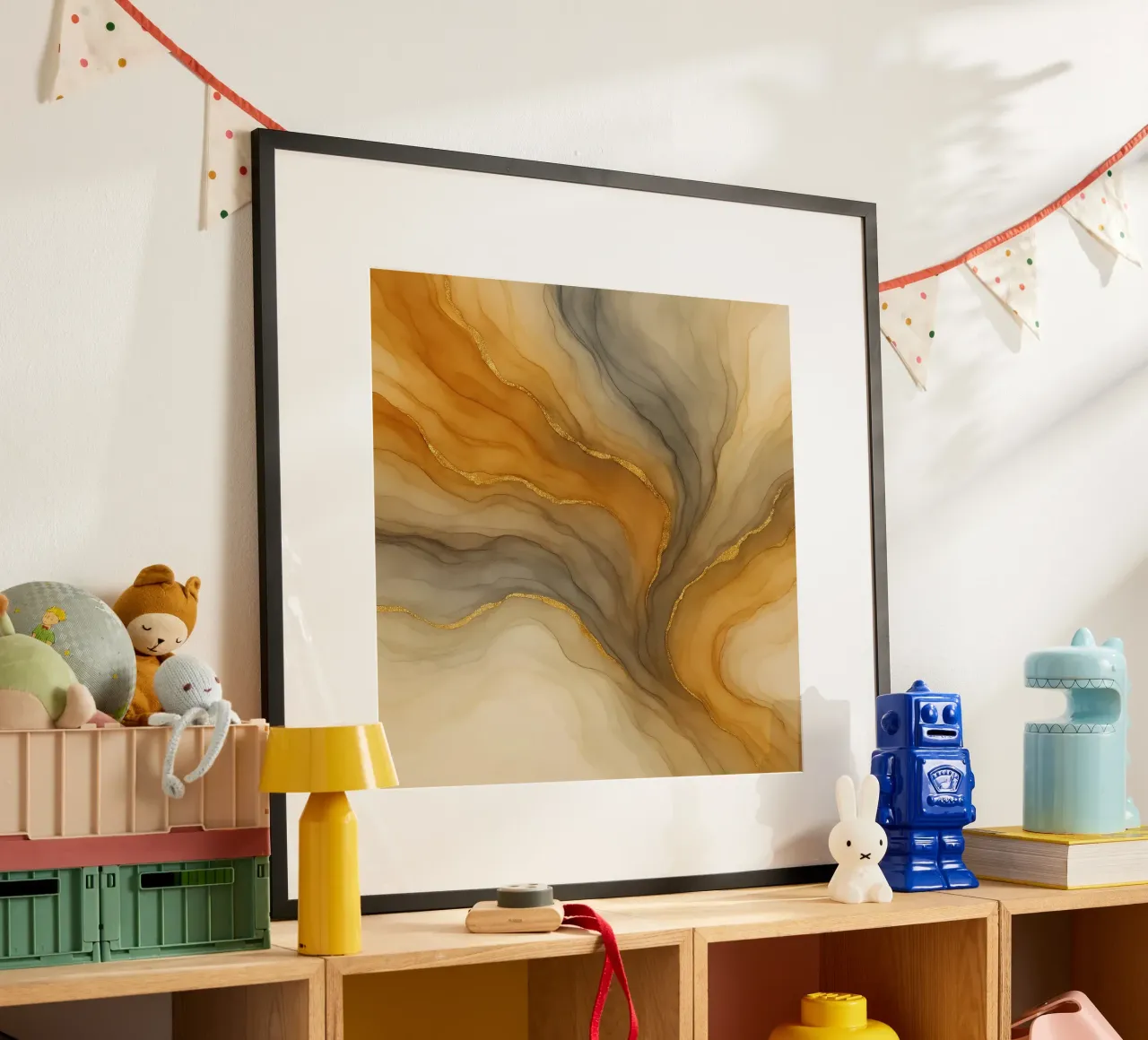 Flusso di colore grigio oro poster da Chromatic Fusion Studio