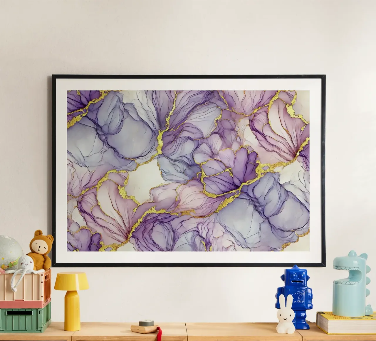 Inchiostro alcolico Lavender Whisper poster con telaio in plastica da Chromatic Fusion Studio