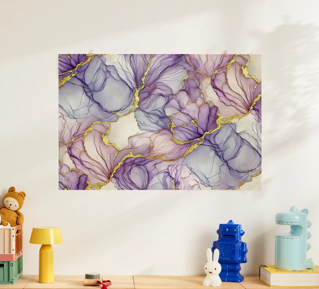 Inchiostro alcolico Lavender Whisper poster con telaio in plastica da Chromatic Fusion Studio