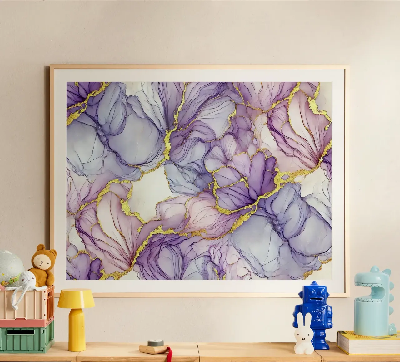 Inchiostro alcolico Lavender Whisper poster con telaio in plastica da Chromatic Fusion Studio
