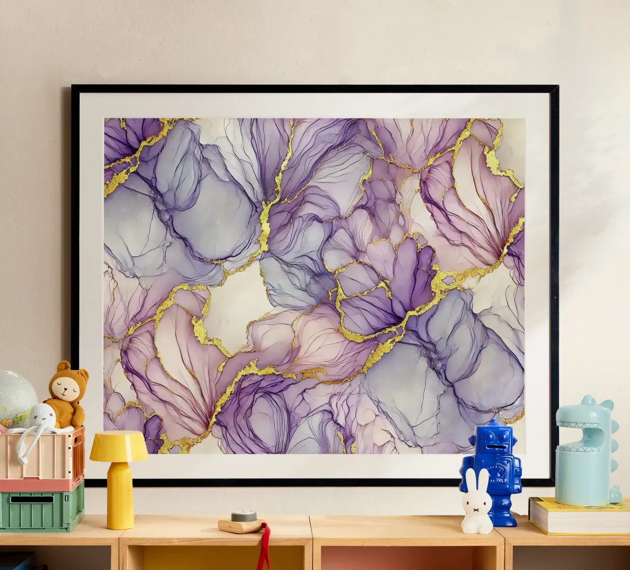 Inchiostro alcolico Lavender Whisper poster con telaio in plastica da Chromatic Fusion Studio