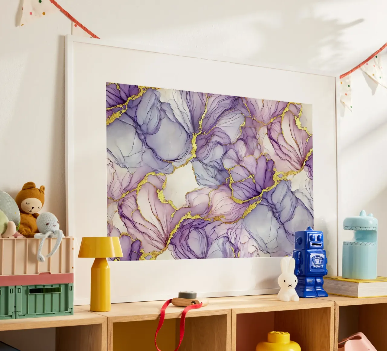 Inchiostro alcolico Lavender Whisper poster con telaio in plastica da Chromatic Fusion Studio
