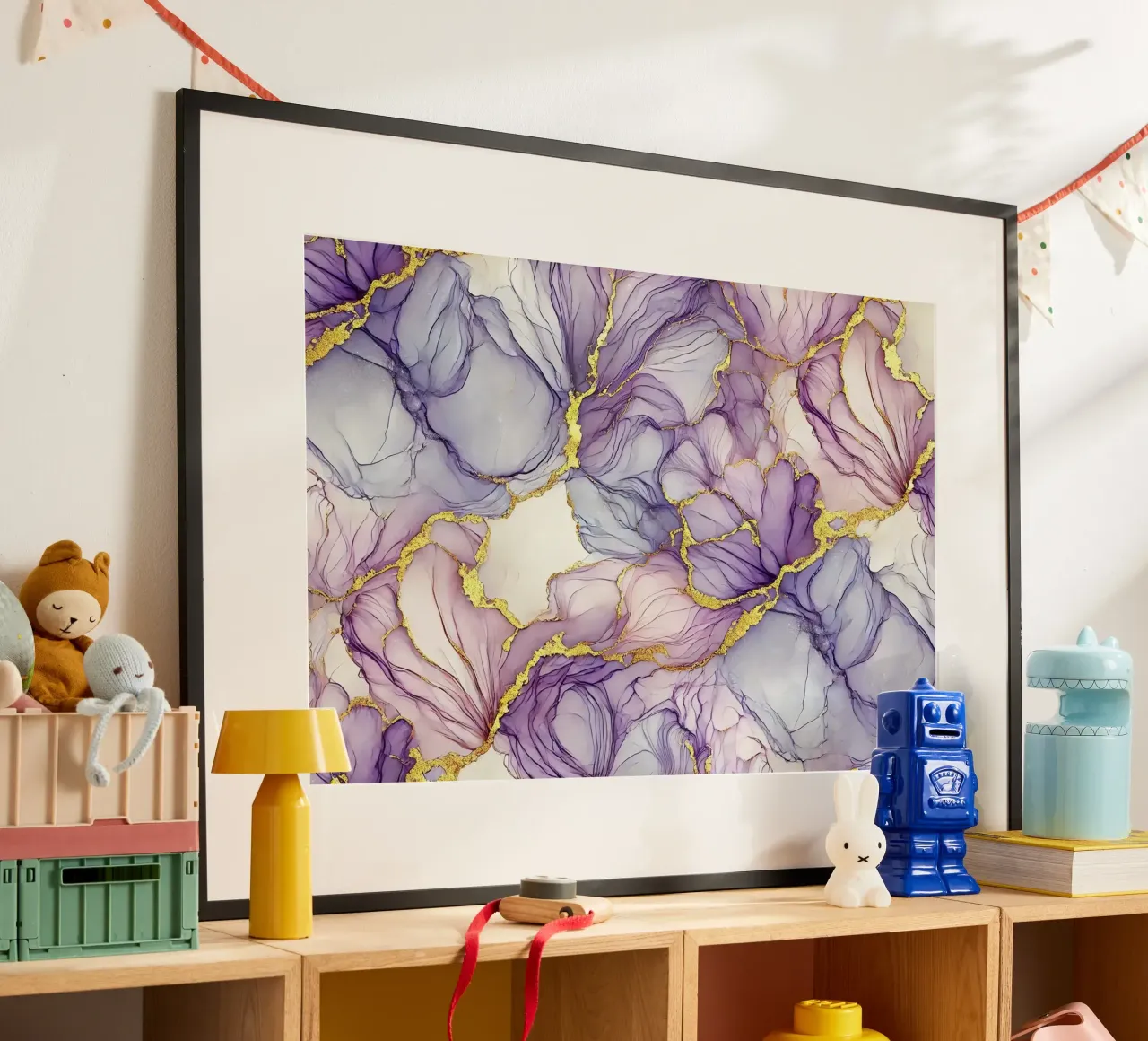 Inchiostro alcolico Lavender Whisper poster con telaio in plastica da Chromatic Fusion Studio