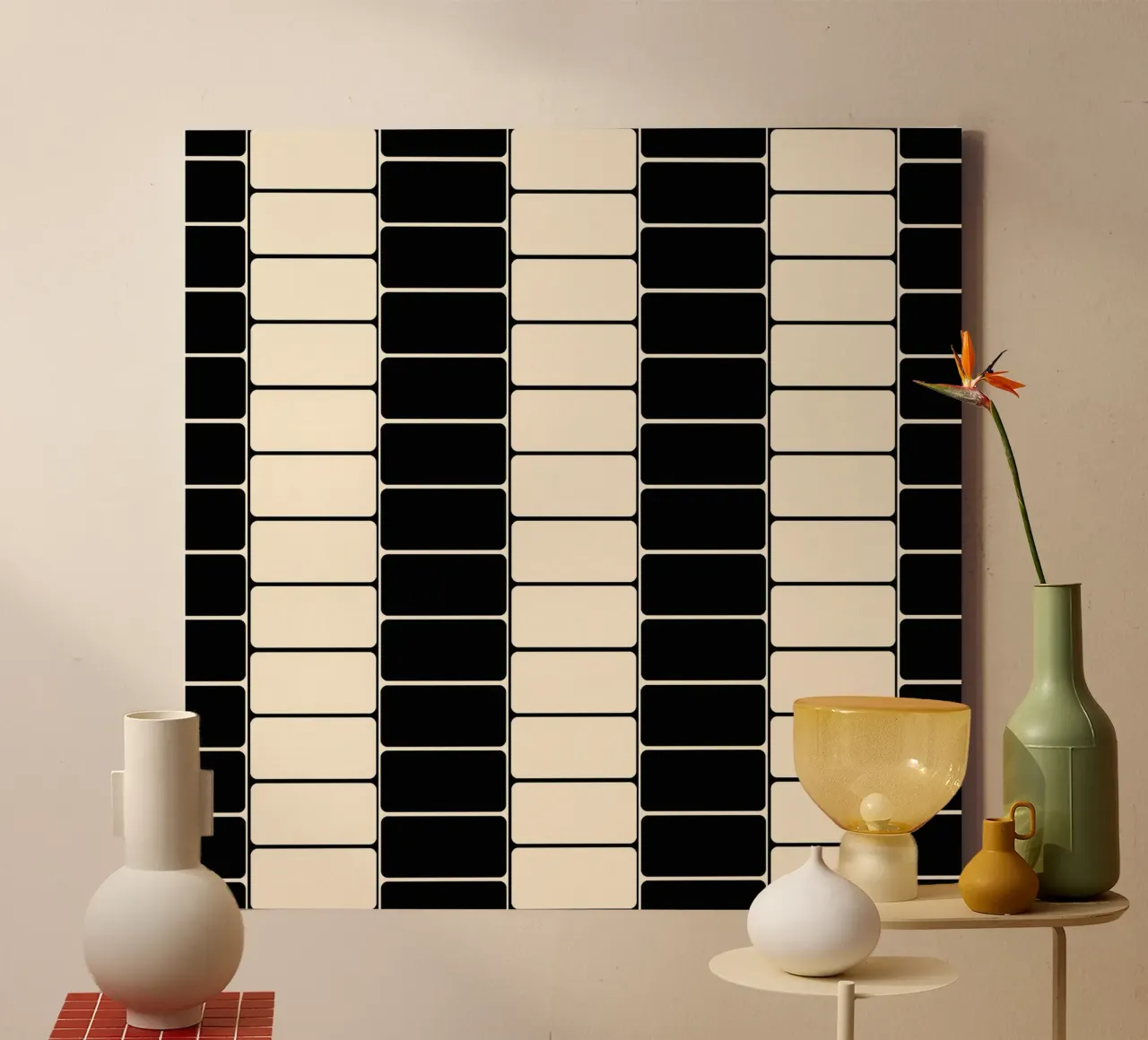 Black and white moody flow canvas met Baklijst van TijanaArtStudio88
