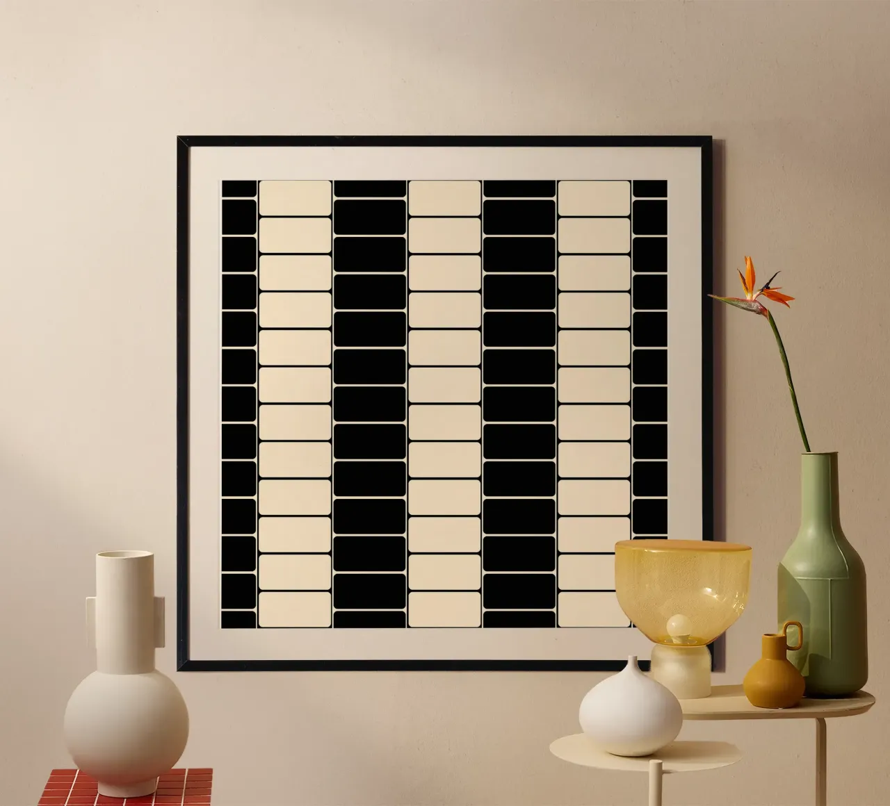 Black and white moody flow poster con telaio in plastica da TijanaArtStudio88