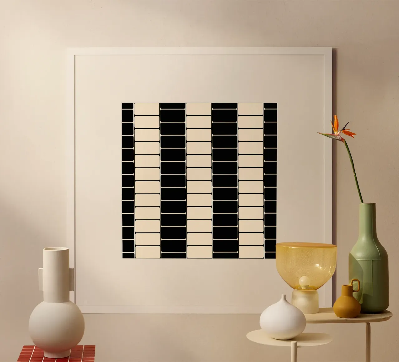 Black and white moody flow poster con telaio in plastica da TijanaArtStudio88