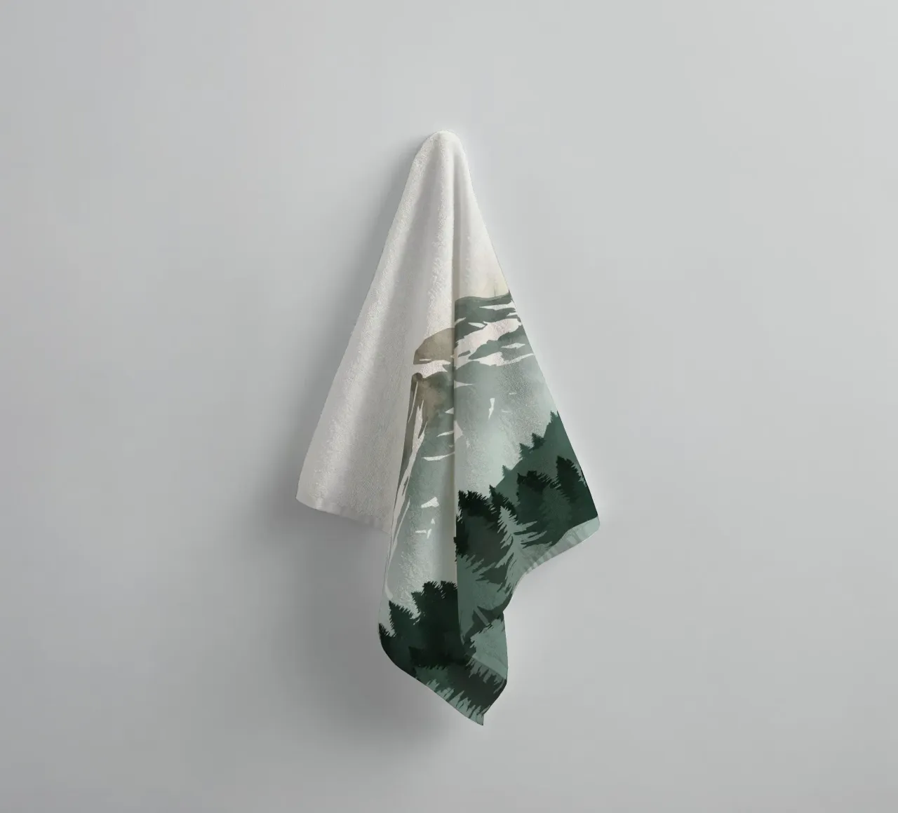 Mountain Range with Evergreen Forest towel by DesignDoodle