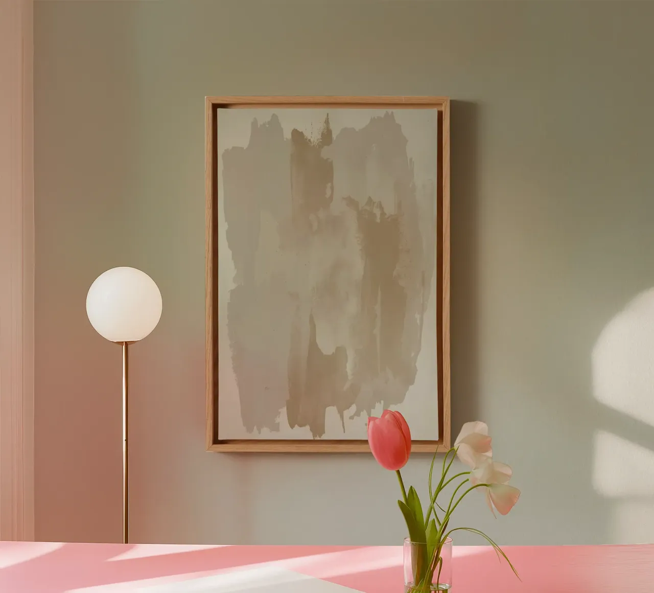 Neutrale kleur Verticale Penseelstreek Achtergrond canvas met Baklijst van DesignDoodle