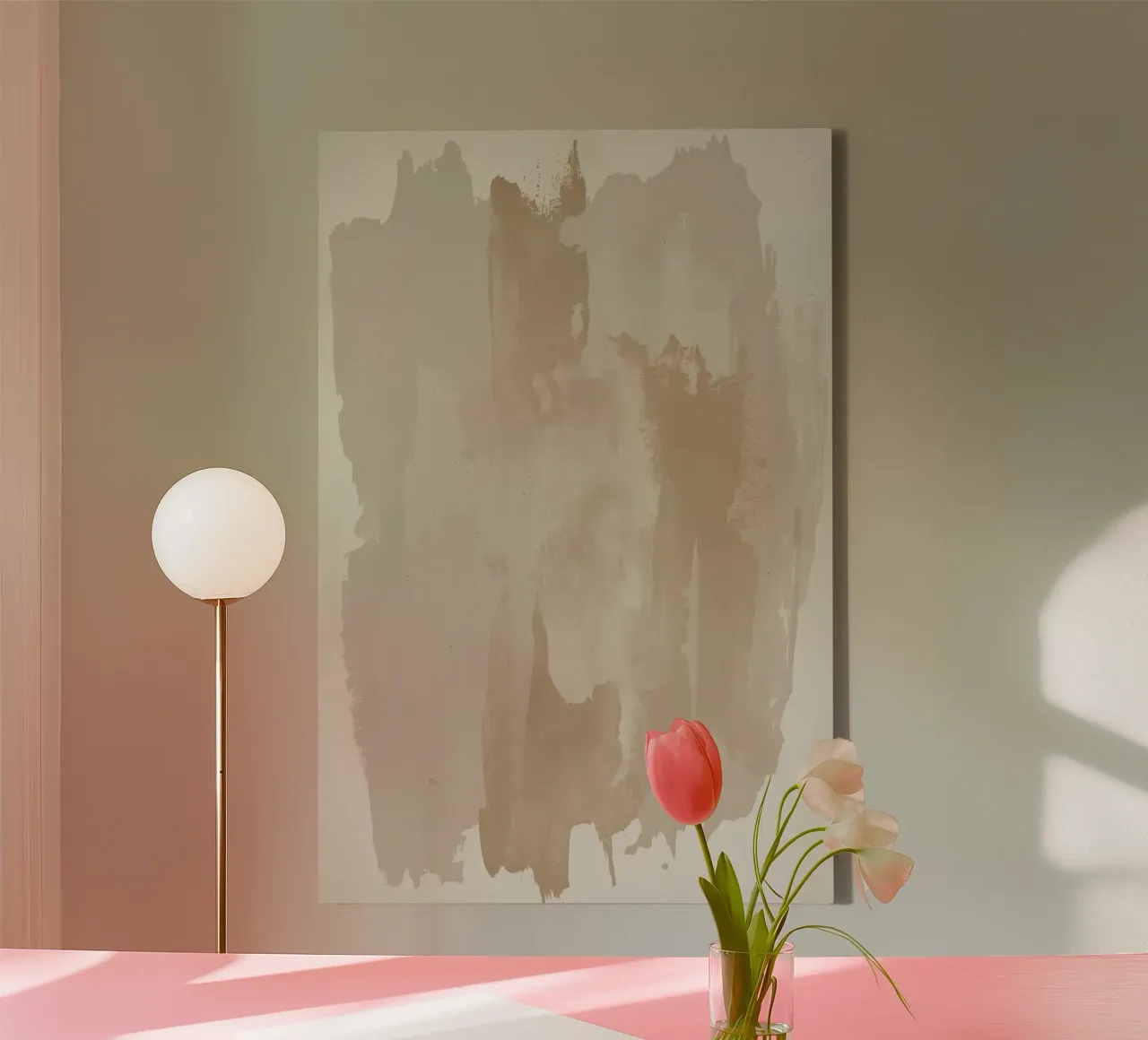 Neutrale kleur Verticale Penseelstreek Achtergrond canvas met Baklijst van DesignDoodle