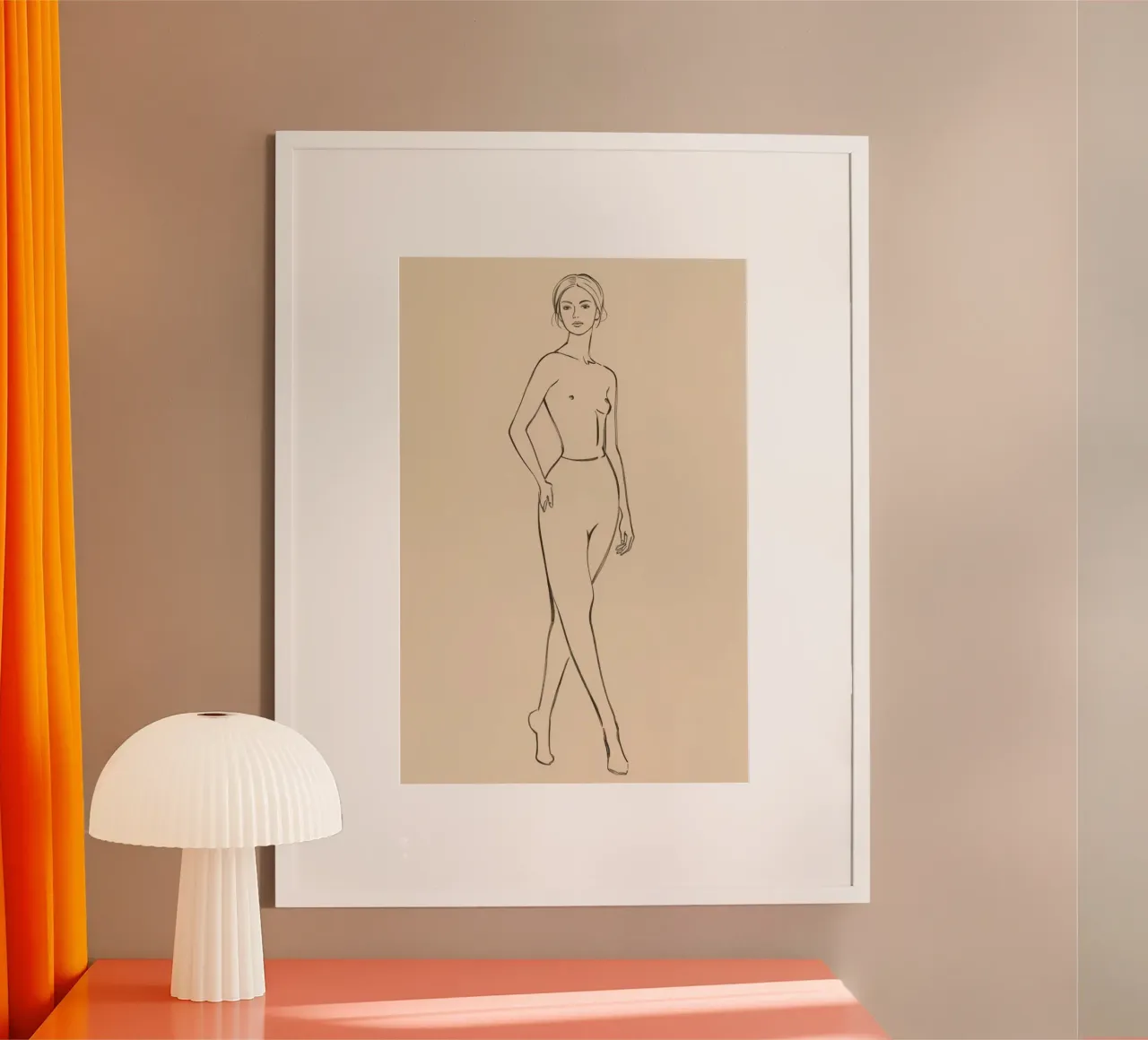 Disegno lineare di donna nuda in piedi poster da DesignDoodle