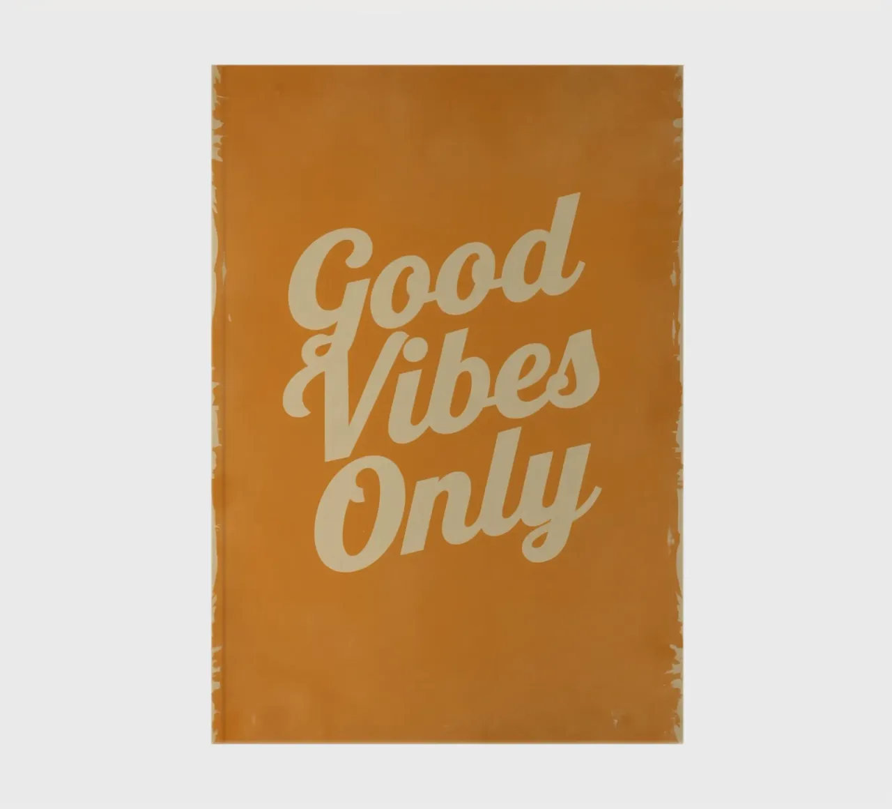 Orange Background with Cream Good Vibes Only notebook by DesignDoodle