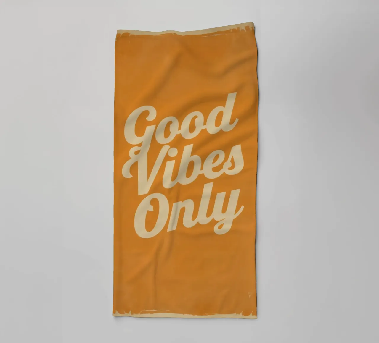 Orange Background with Cream Good Vibes Only towel by DesignDoodle