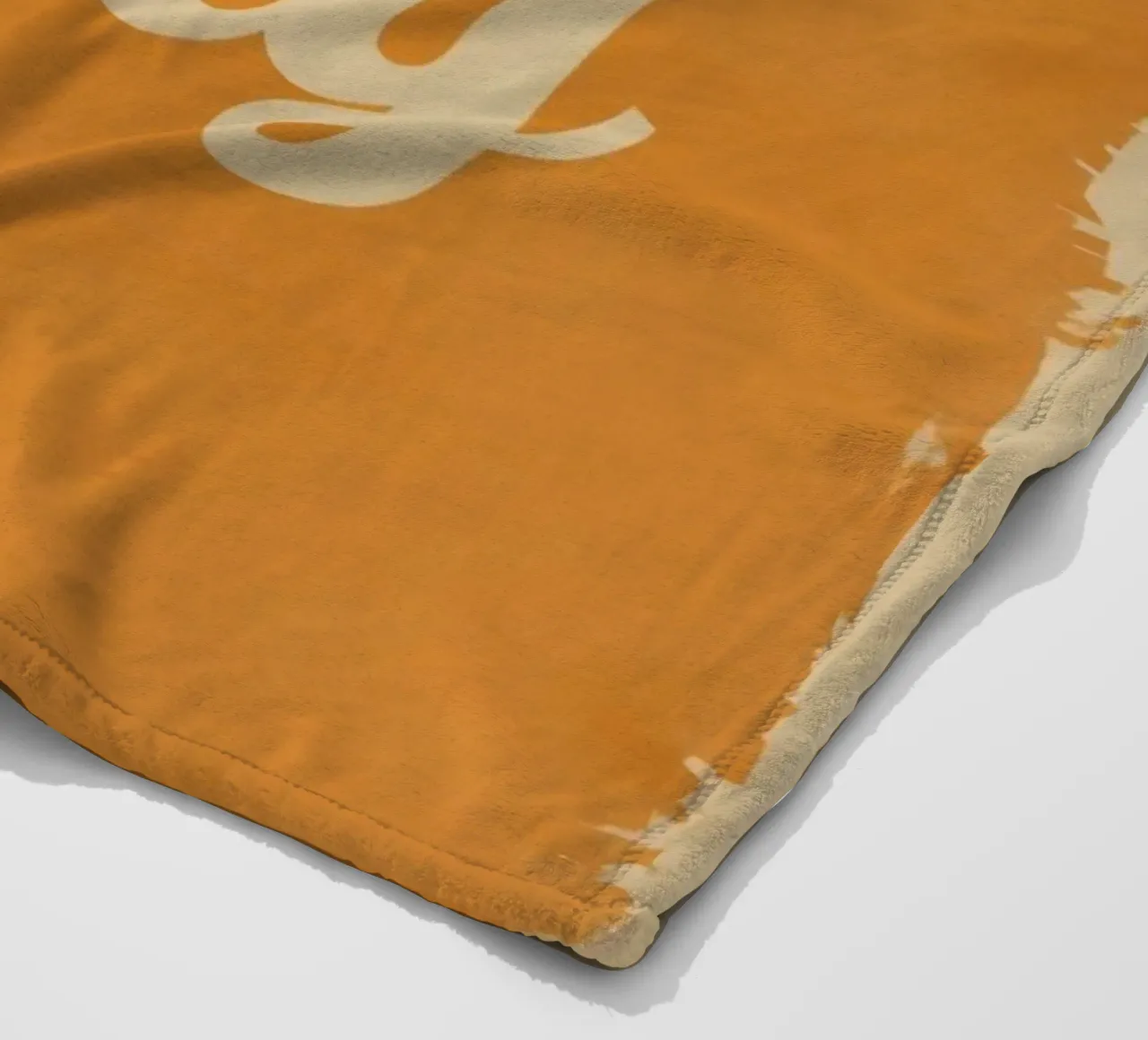Orange Background with Cream Good Vibes Only fleece blanket by DesignDoodle