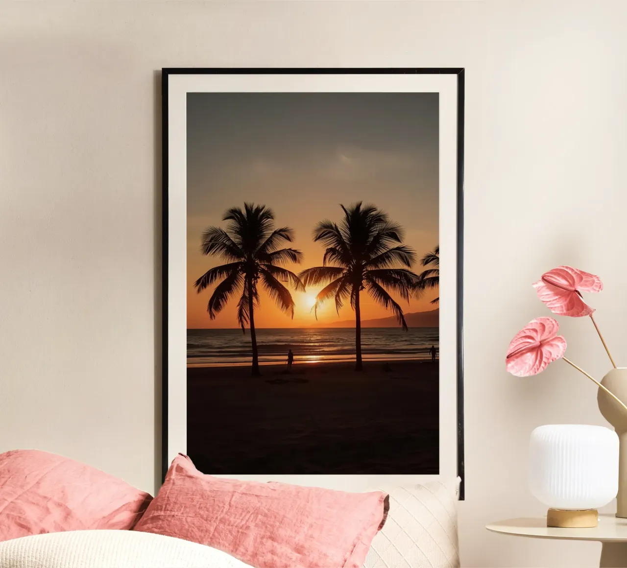 Palme Silhouette Tramonto Spiaggia poster da DesignDoodle