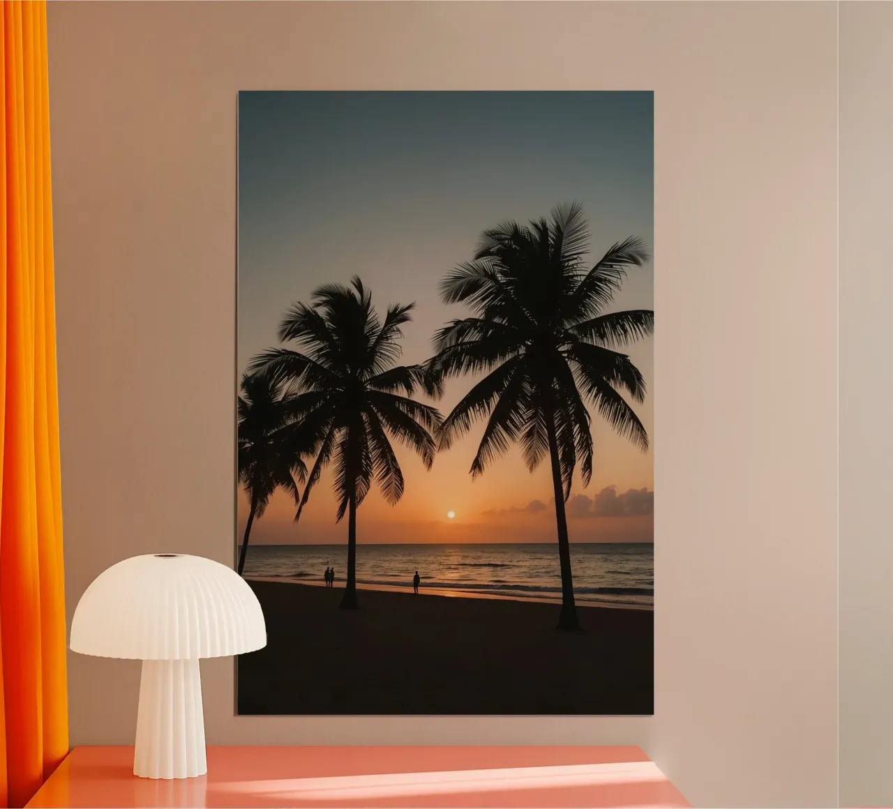 Palme sulla spiaggia al tramonto poster da DesignDoodle