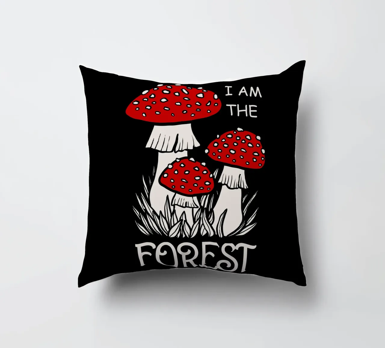 I am the forest Red mushrooms cuscino da TijanaArtStudio88