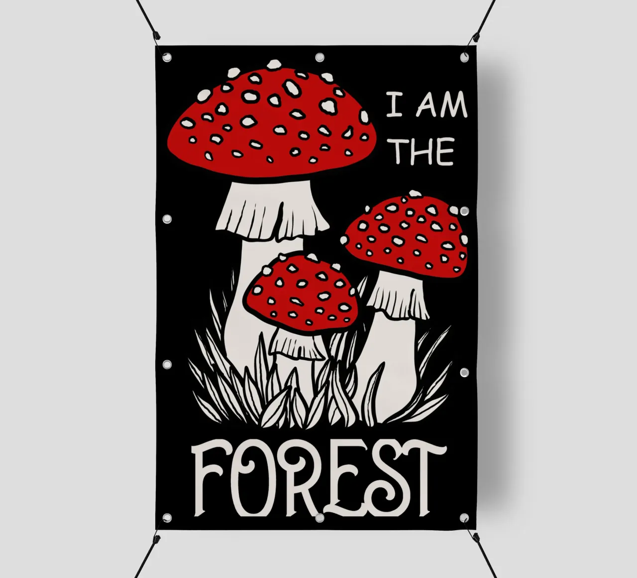 I am the forest Red mushrooms telo in pvc da TijanaArtStudio88