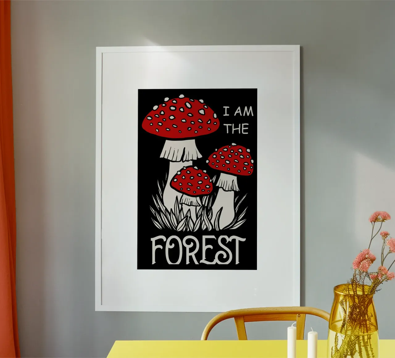 I am the forest Red mushrooms poster con telaio in alluminio da TijanaArtStudio88