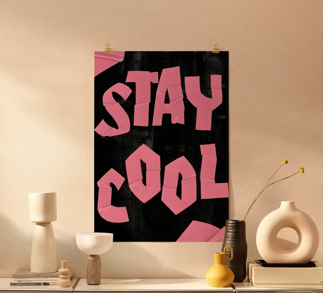 "STAY COOL" poster con telaio in legno da Type & Tape