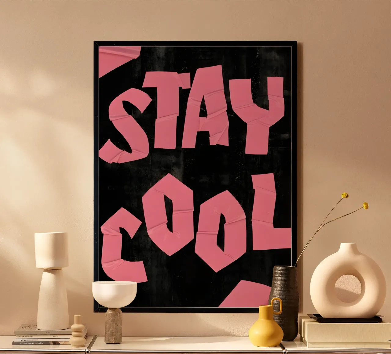 "STAY COOL" poster con telaio in legno da Type & Tape