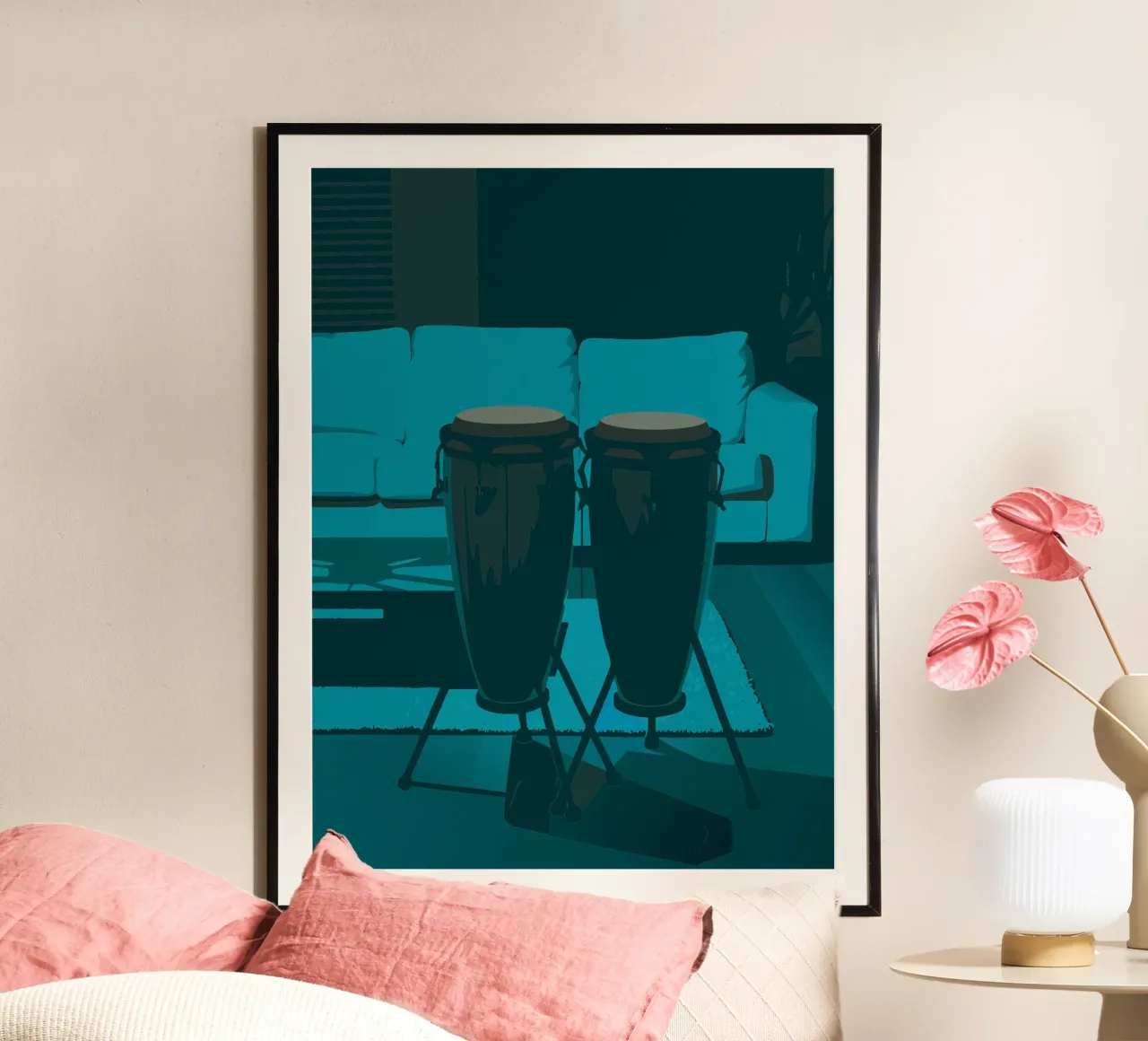 Strumento musicale Conga poster con telaio in legno da MUSIC EDITION
