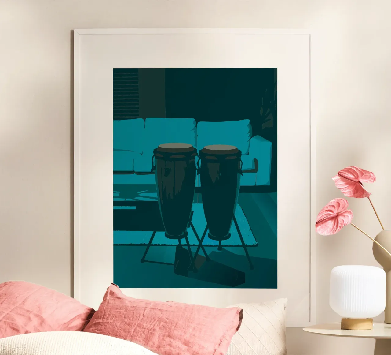 Strumento musicale Conga poster con telaio in legno da MUSIC EDITION