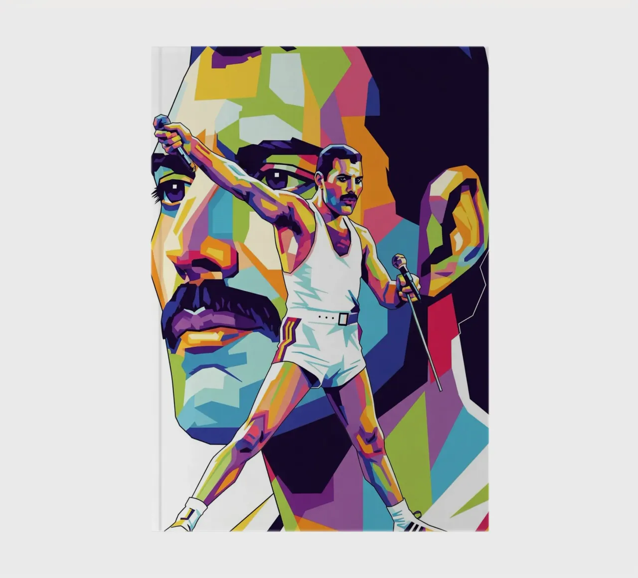 Freddie Mercury pop art portrait #1 notebook by Hantamrata