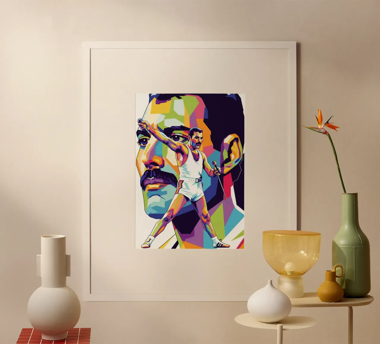 Ritratto pop art di Freddie Mercury #1 poster con telaio in alluminio da Hantamrata
