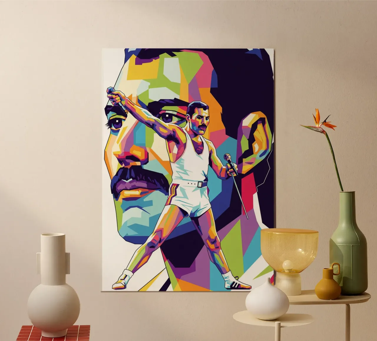 Ritratto pop art di Freddie Mercury #1 poster con telaio in alluminio da Hantamrata