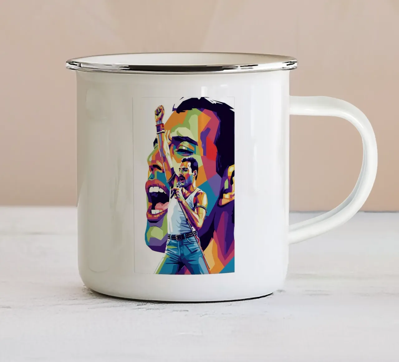 Ritratto pop art di Freddie Mercury #2 tazza in smalto da Hantamrata