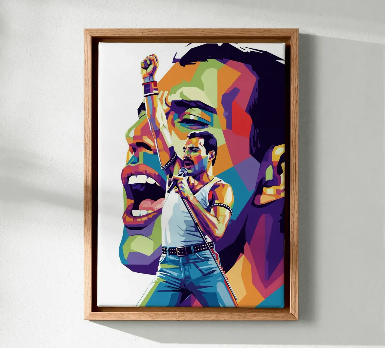 Ritratto pop art di Freddie Mercury #2 tela con Cornice a cassetta da Hantamrata