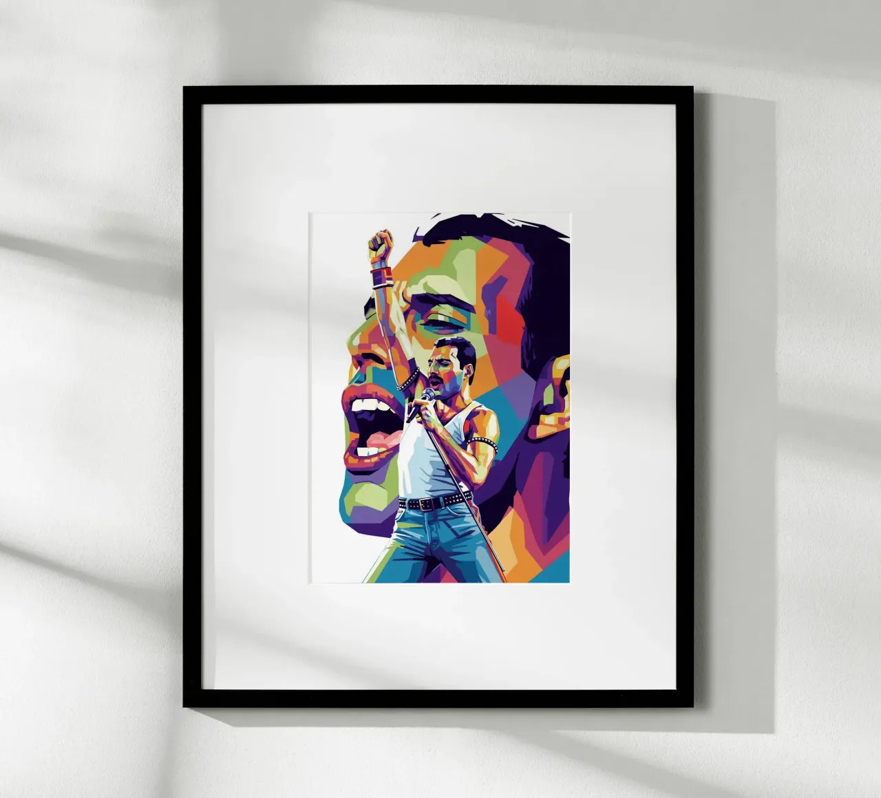 Ritratto pop art di Freddie Mercury #2 poster con telaio in legno da Hantamrata