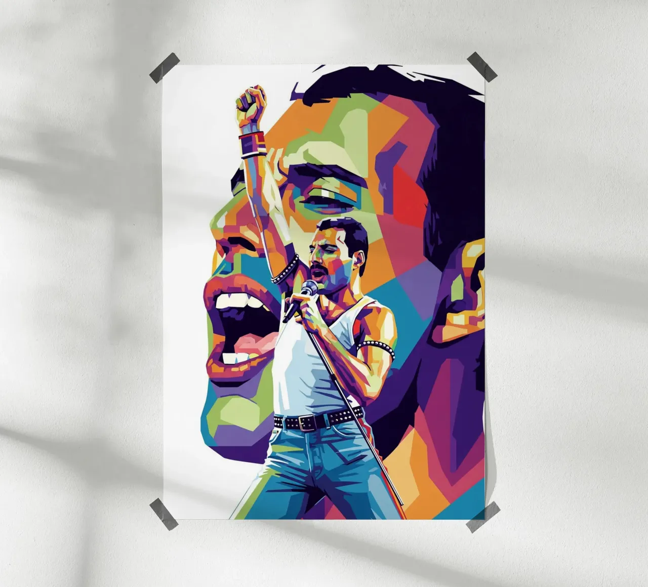 Ritratto pop art di Freddie Mercury #2 poster con telaio in legno da Hantamrata