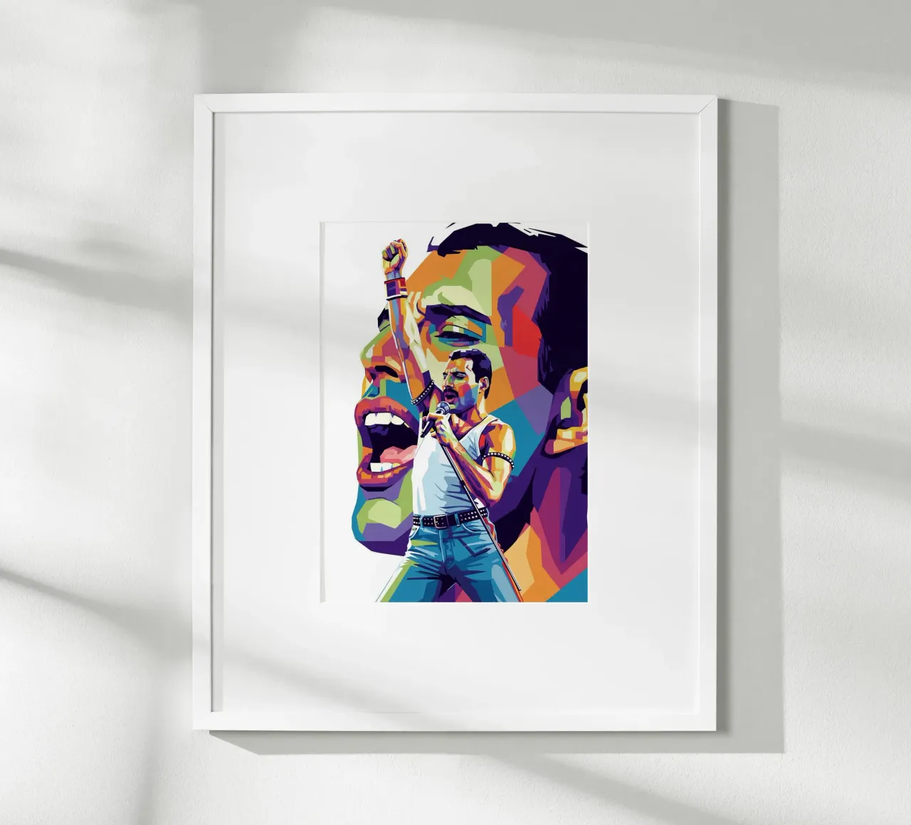 Ritratto pop art di Freddie Mercury #2 poster con telaio in legno da Hantamrata