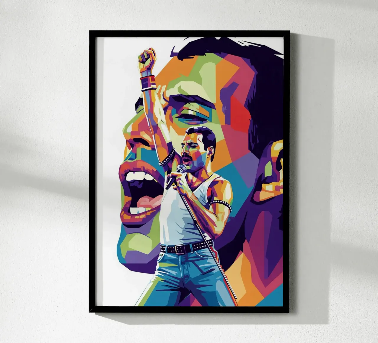 Ritratto pop art di Freddie Mercury #2 poster con telaio in legno da Hantamrata