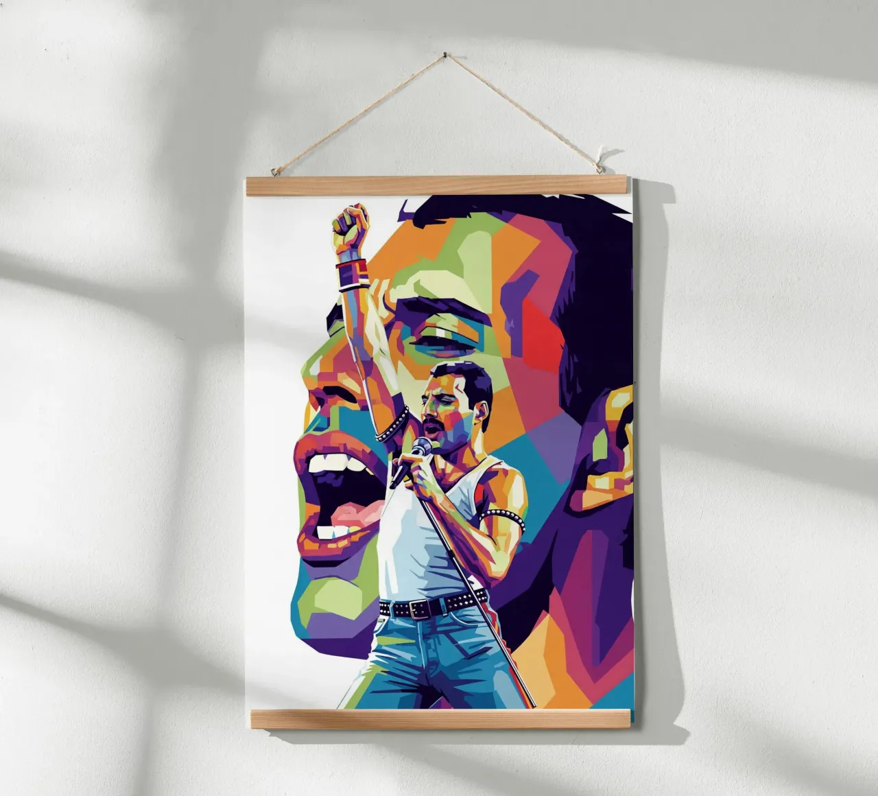 Ritratto pop art di Freddie Mercury #2 poster con telaio in legno da Hantamrata