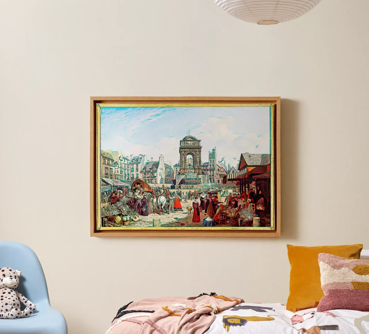 Il mercato della Fontaine des Innocents a Parigi nel 1822 tela con Cornice a cassetta da the-witcher