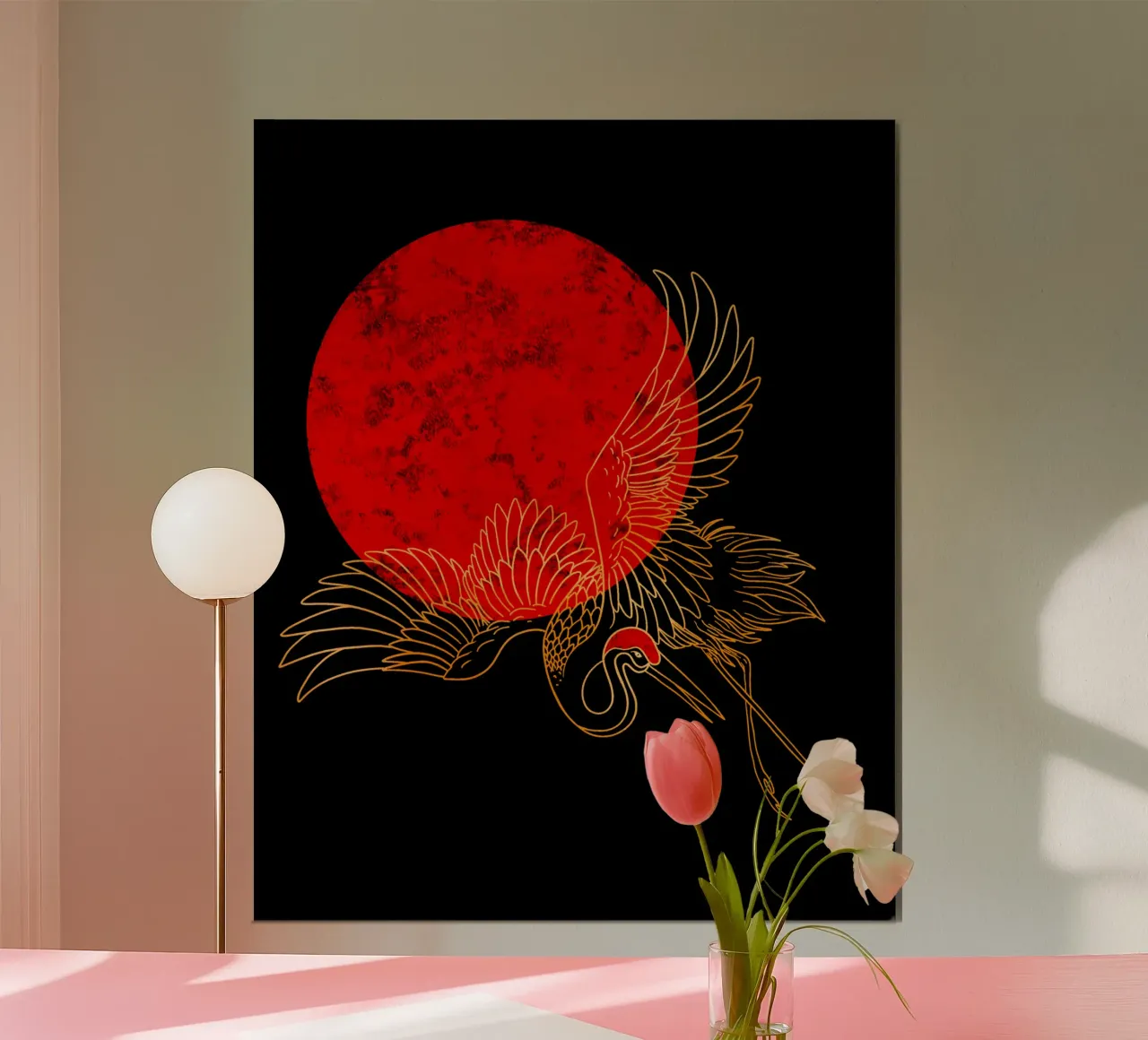 Japanese Red-Crowned Crane poster con telaio in plastica da TijanaArtStudio88