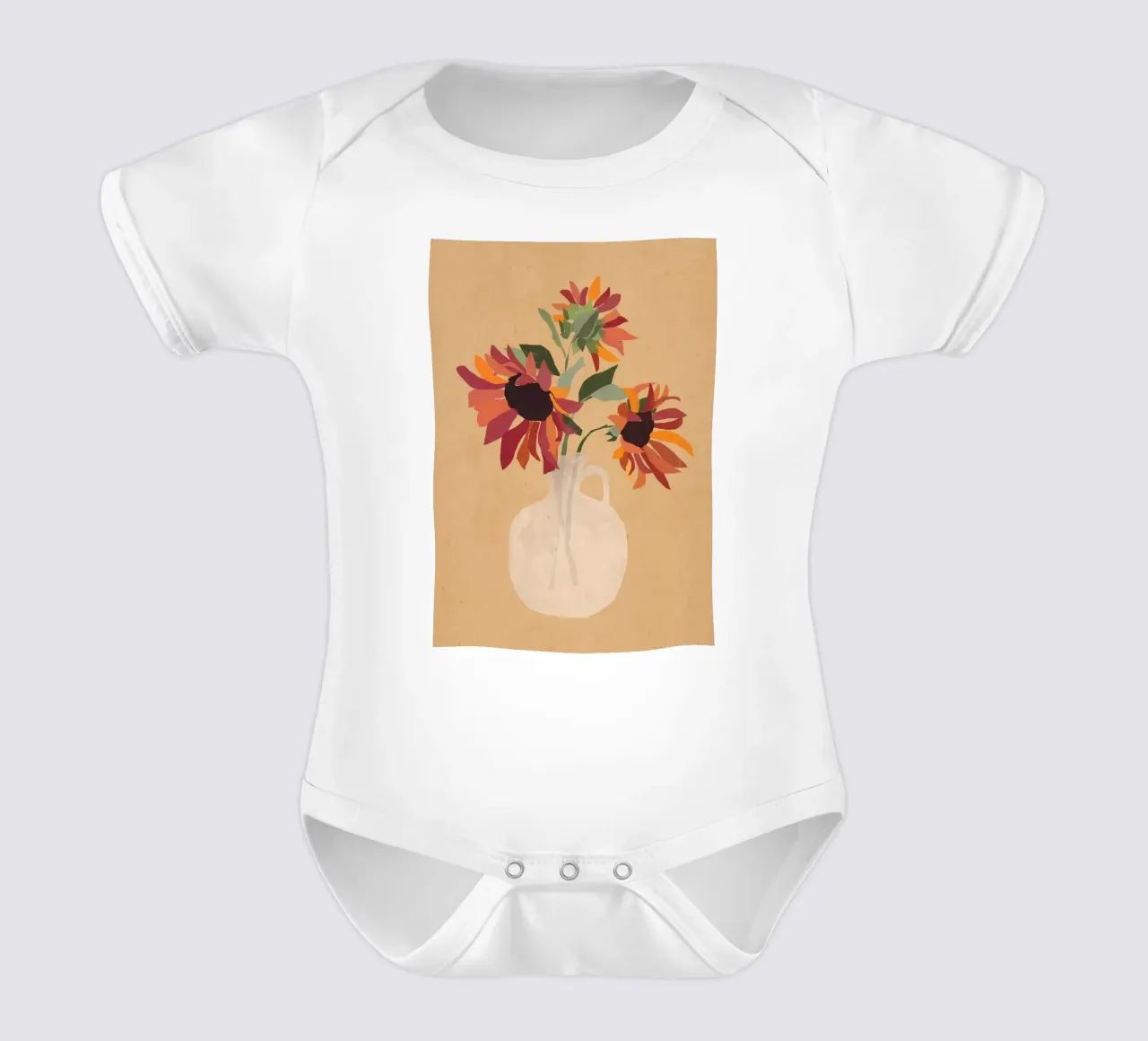 Sunflowers 8 short-sleeve baby romper by ThingDesign
