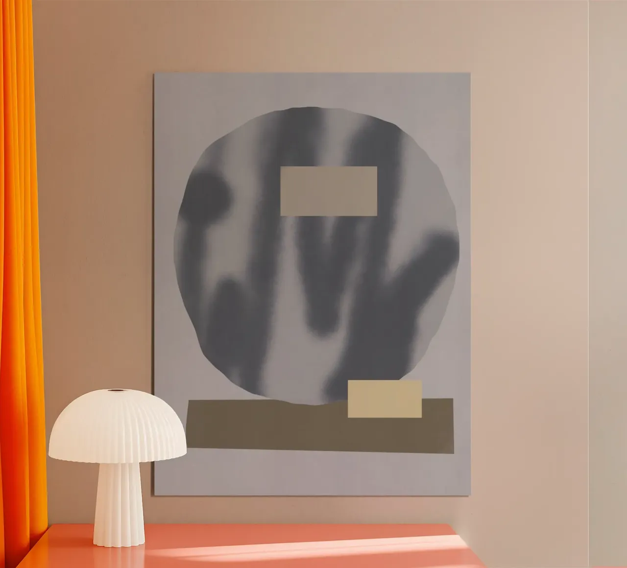 Sfumature di grigio geometriche poster con telaio in legno da Little Dean