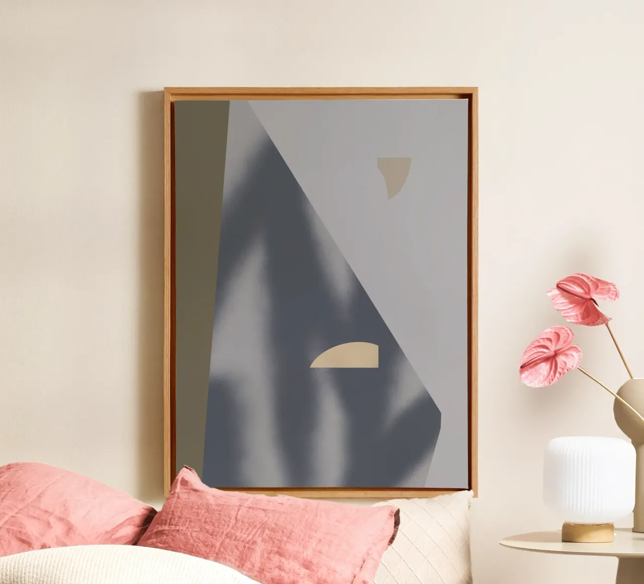 Sfumature di grigio geometriche 02 tela con Cornice a cassetta da Little Dean