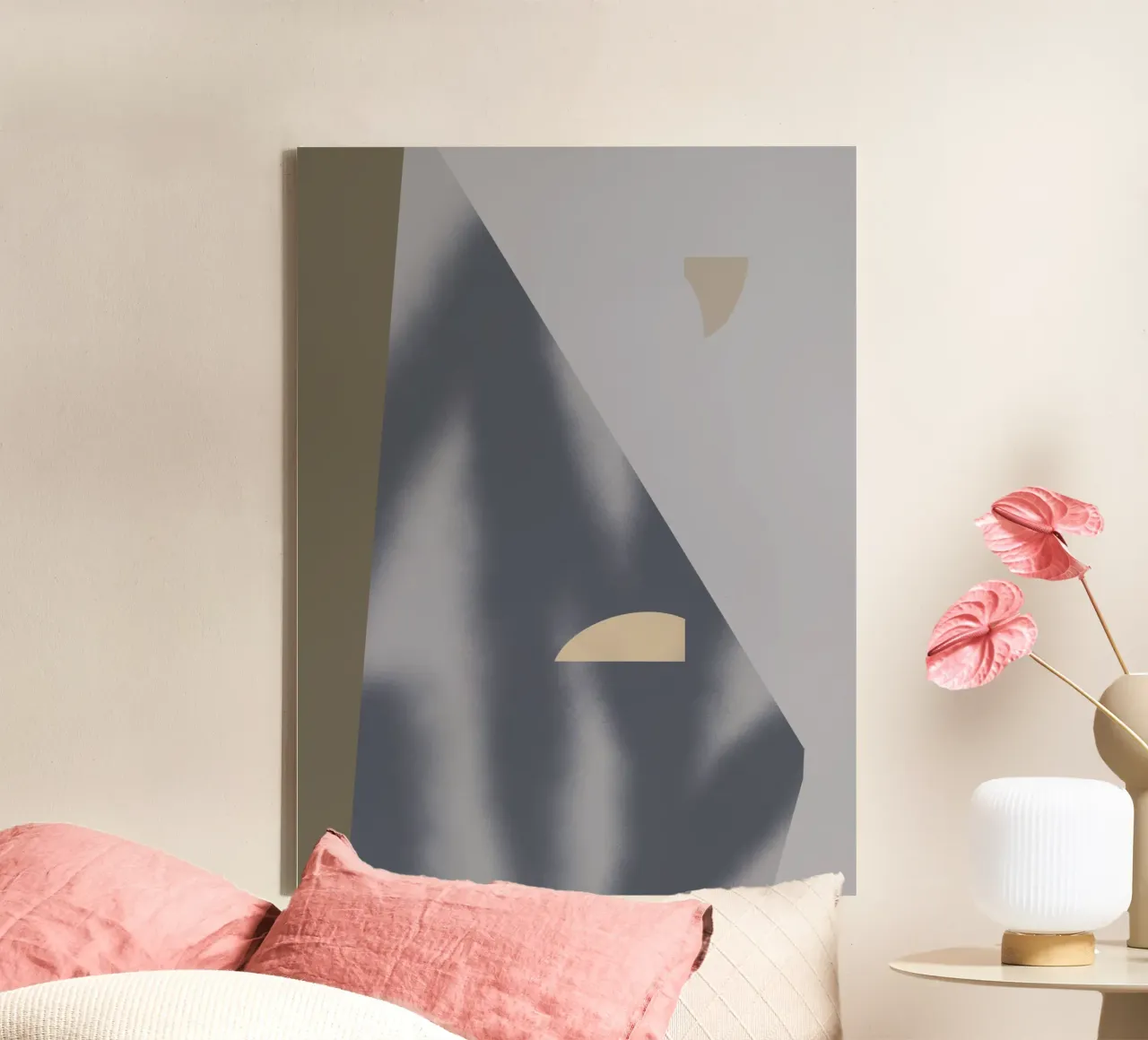 Sfumature di grigio geometriche 02 tela con Cornice a cassetta da Little Dean