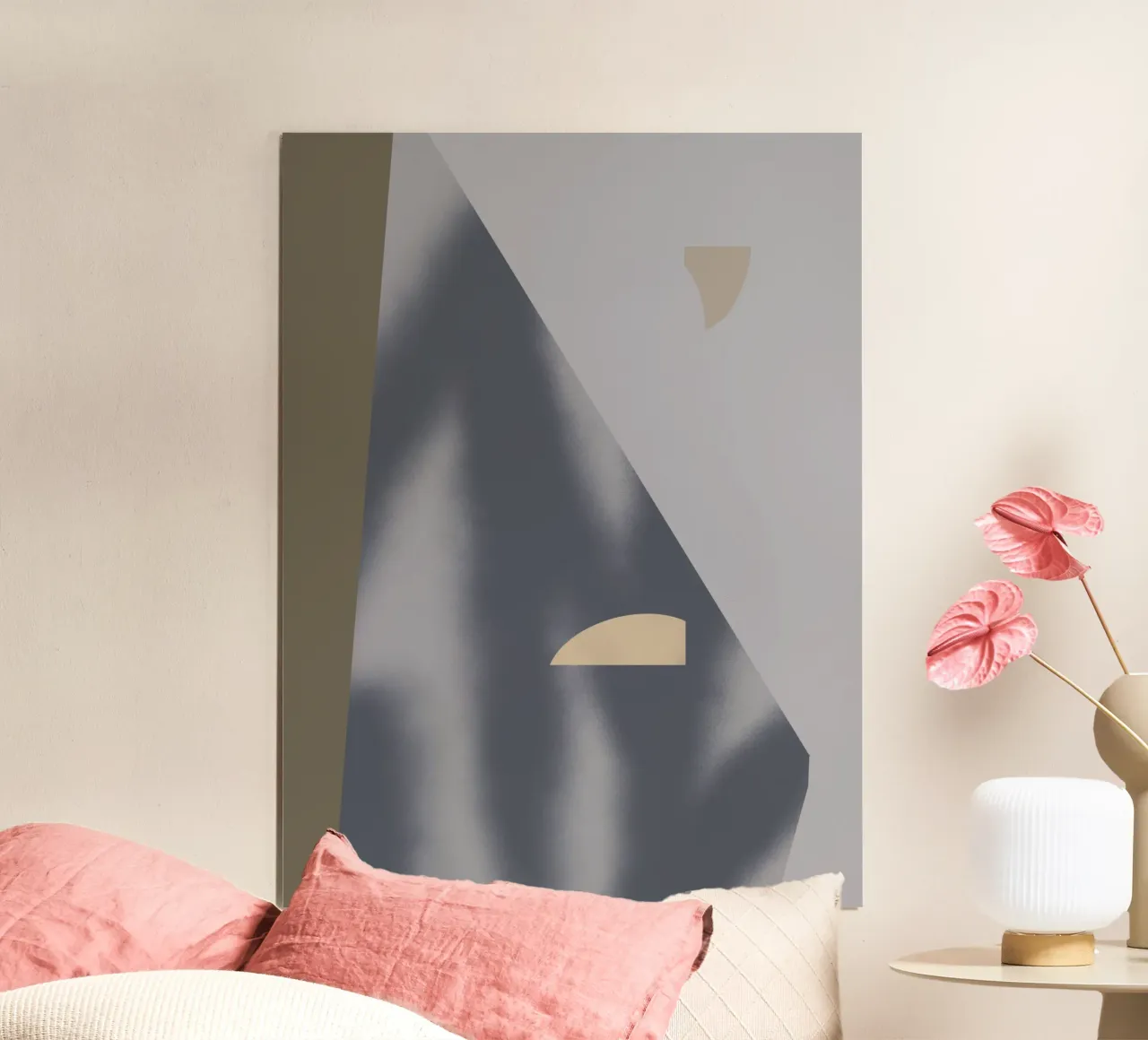 Sfumature di grigio geometriche 02 poster con telaio in alluminio da Little Dean