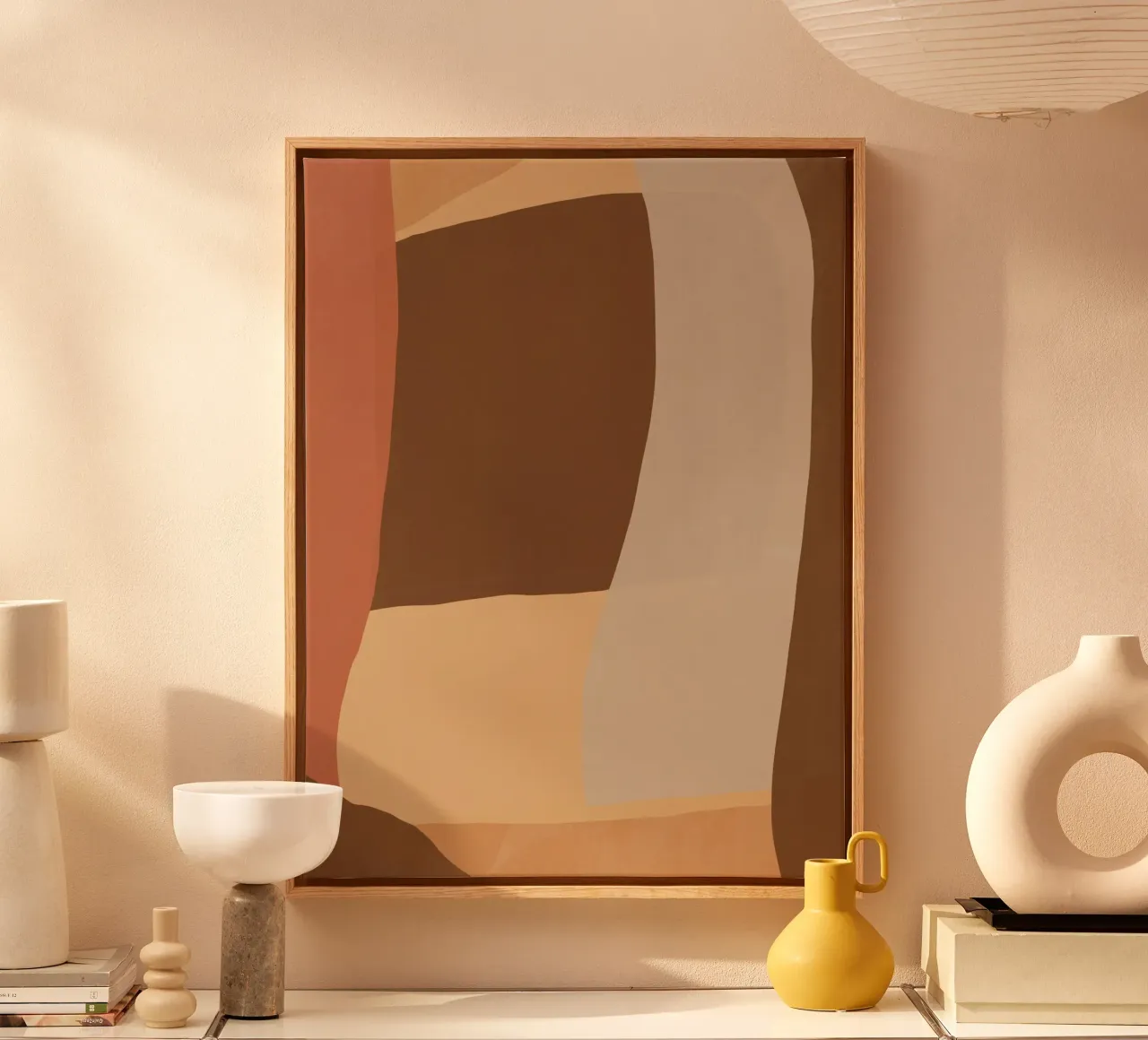 Aardetint abstract 02 canvas met Baklijst van Little Dean