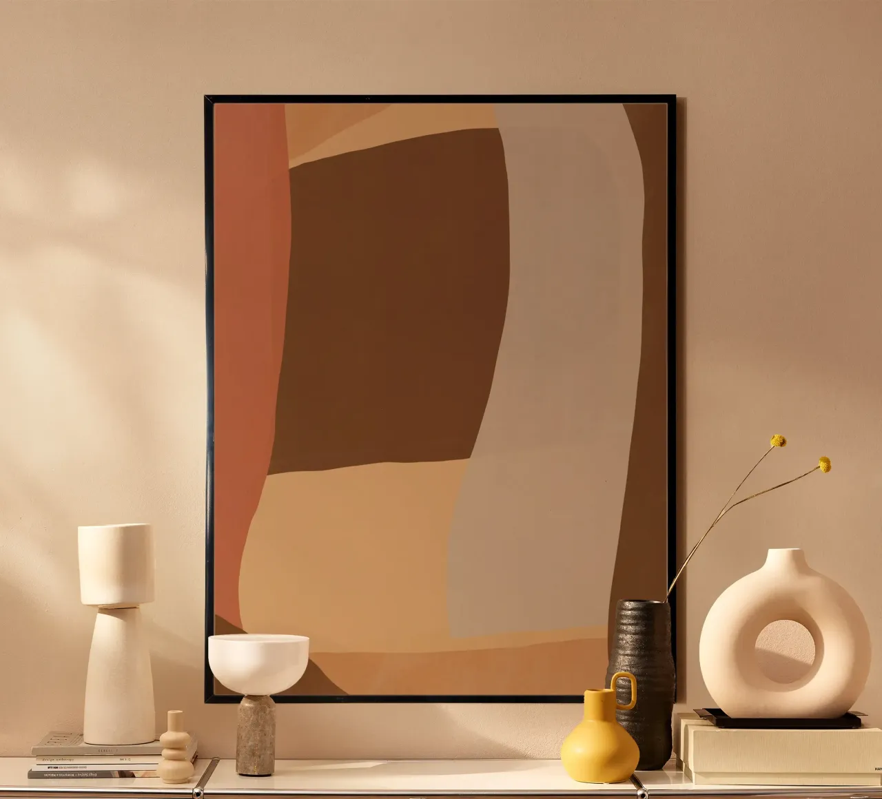 Aardetint abstract 02 poster met aluminium frame van Little Dean