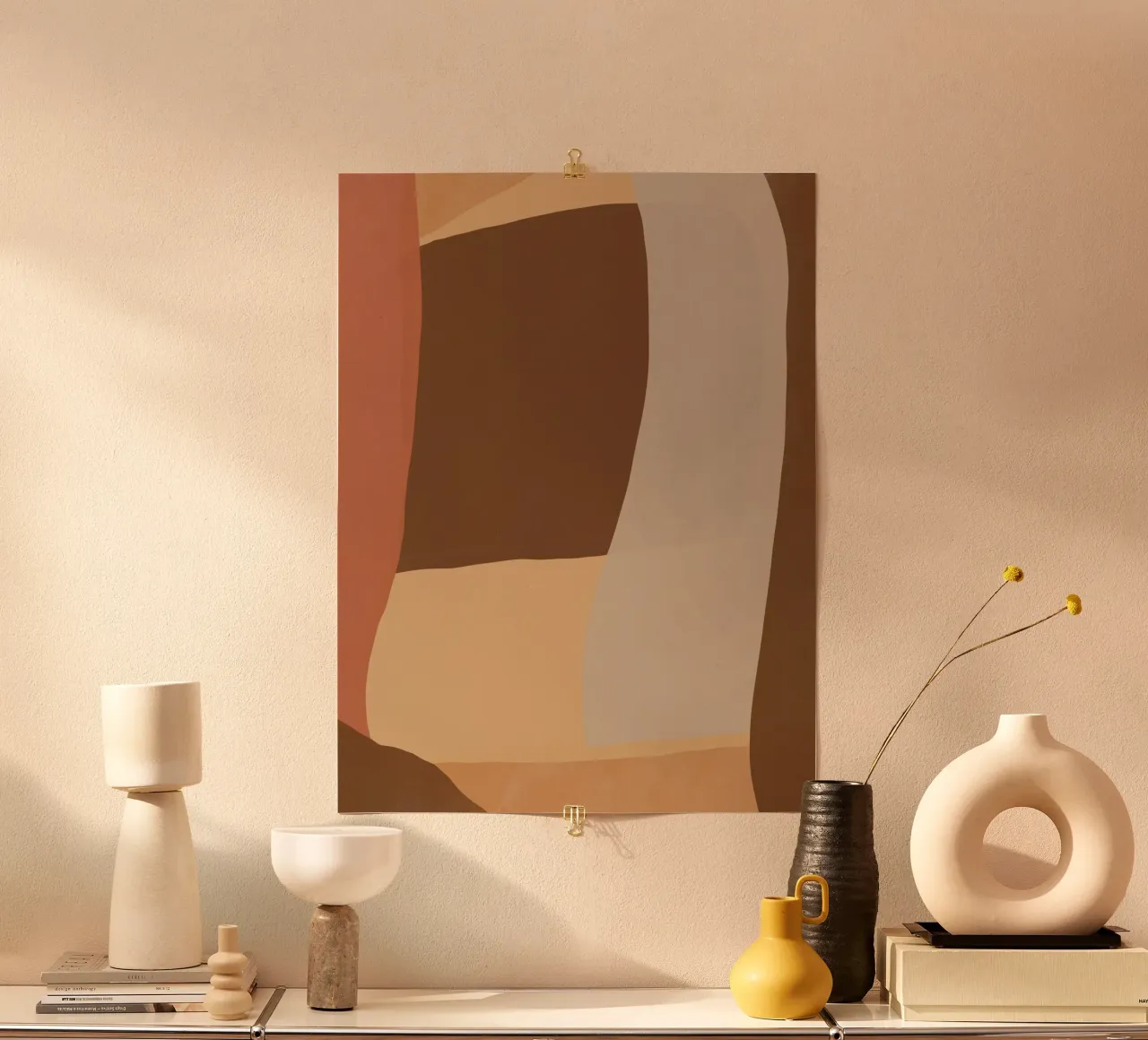 Aardetint abstract 02 poster met aluminium frame van Little Dean