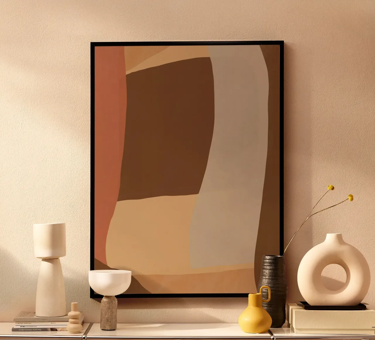 Aardetint abstract 02 poster met aluminium frame van Little Dean